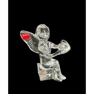 Baccarat Crystal Cherub Angel Figurine Holding Heart 4.75" Gift Collectible Love